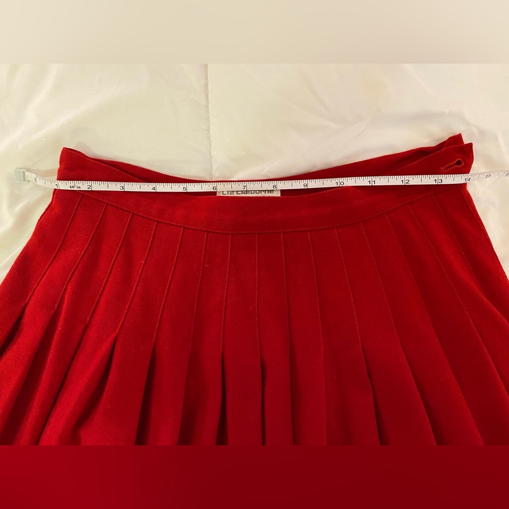 Liz Claiborne Bright Red Pleated A-Line Skirt - Picture 4 of 9